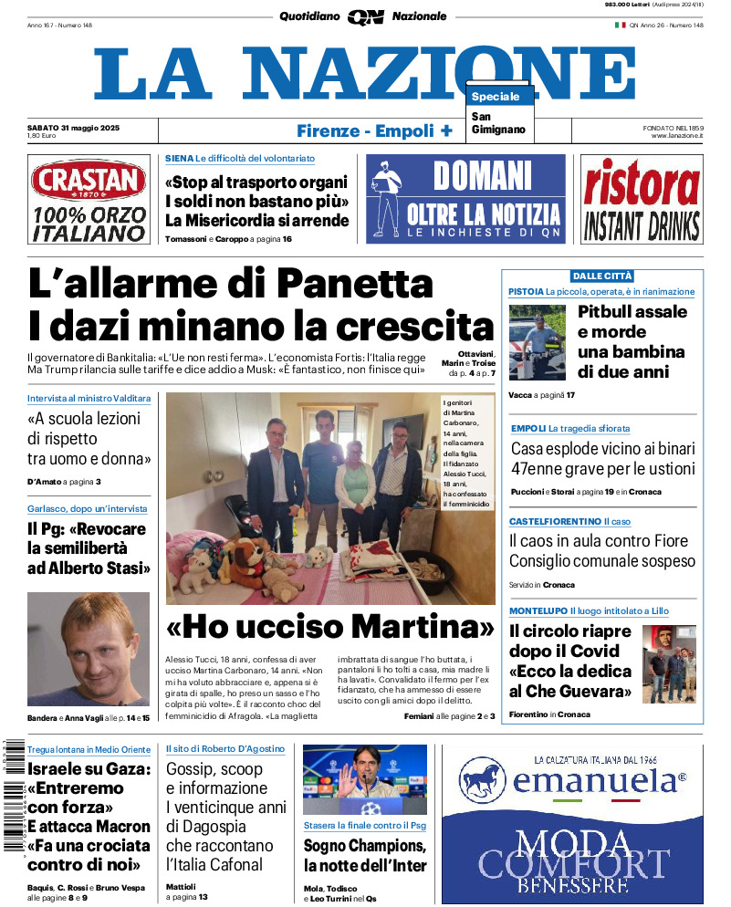 Prima-pagina-la nazione-edizione-di-oggi-20250531